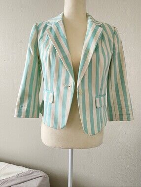 Forever 21 Mint and White Striped Blazer